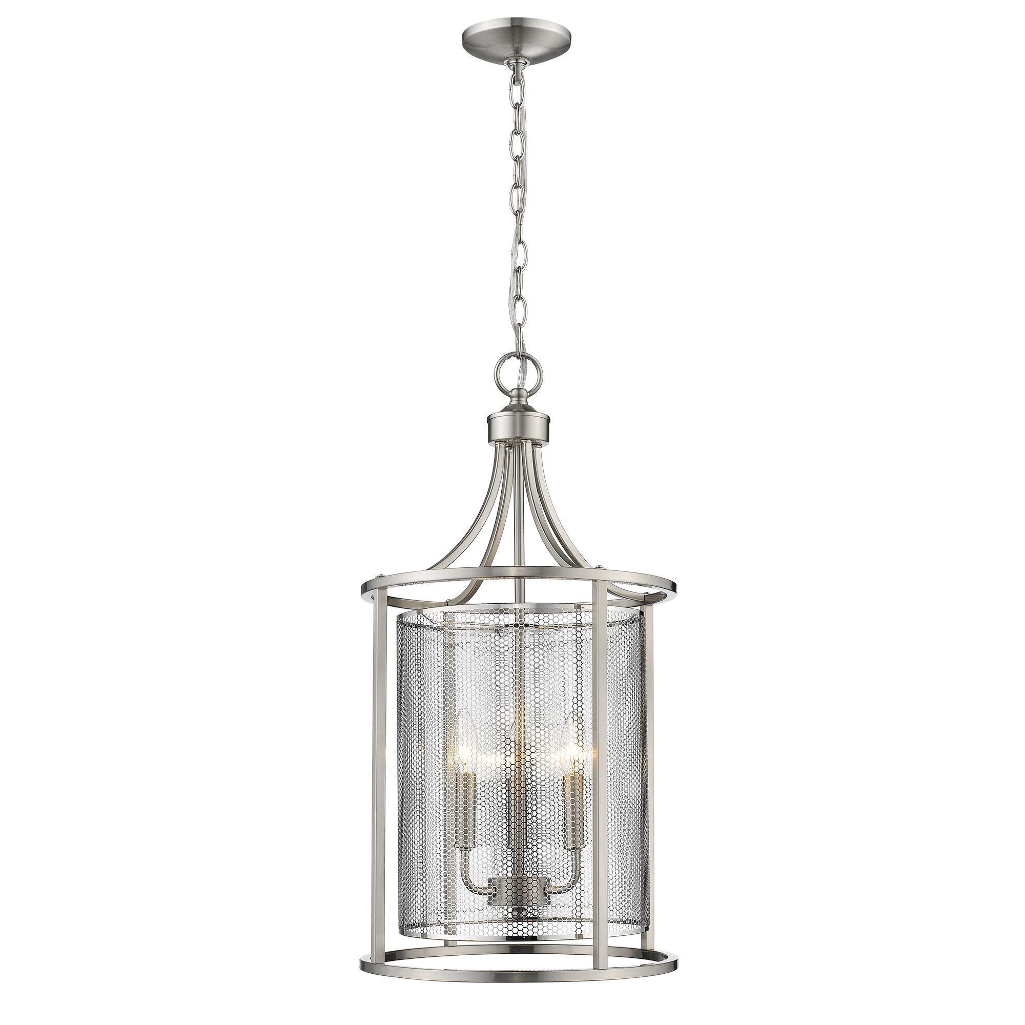 Shown in Brushed Nickel finish and Metal shade and Drum - Cylinder accent